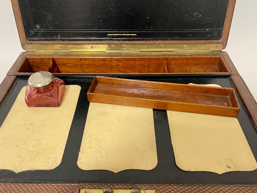Antique Victorian Leather Writing Box View XI