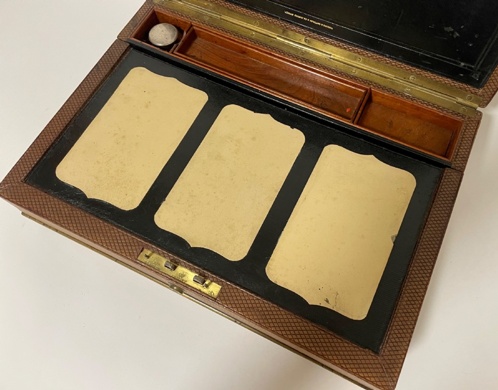 Antique Victorian Leather Writing Box View XII