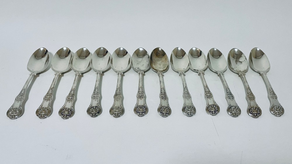 Set of 12 Georgian Solid Silver Kings Pattern Tablespoons