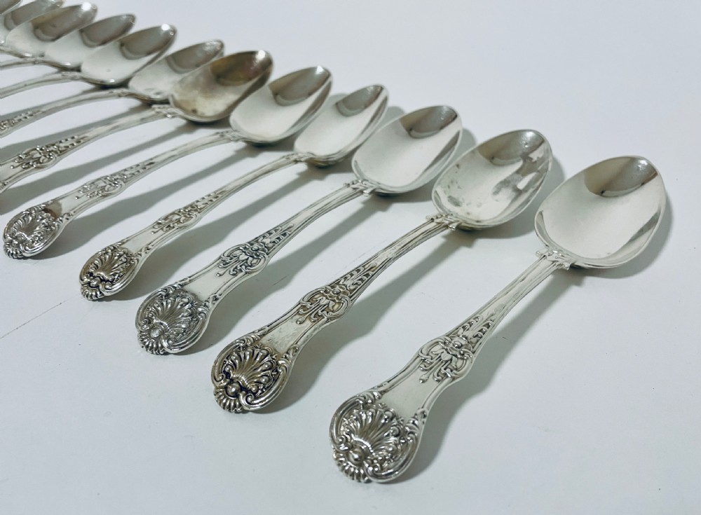 Set of 12 Georgian Solid Silver Kings Pattern Tablespoons View II