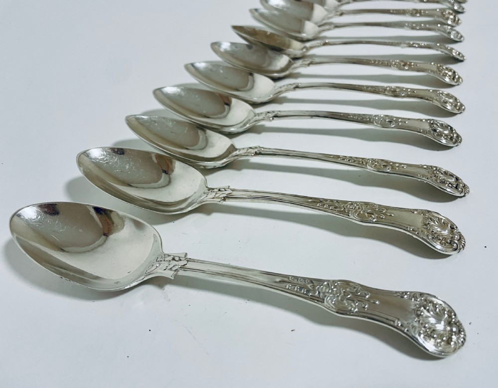 Set of 12 Georgian Solid Silver Kings Pattern Tablespoons View V