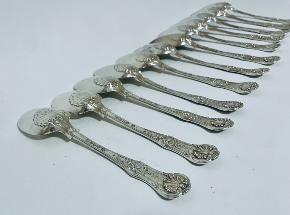 Set of 12 Georgian Solid Silver Kings Pattern Tablespoons View IX