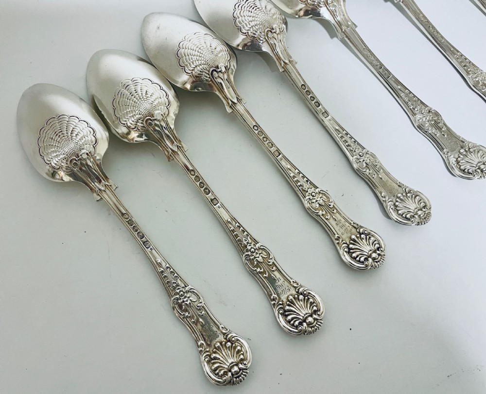 Set of 12 Georgian Solid Silver Kings Pattern Tablespoons View X