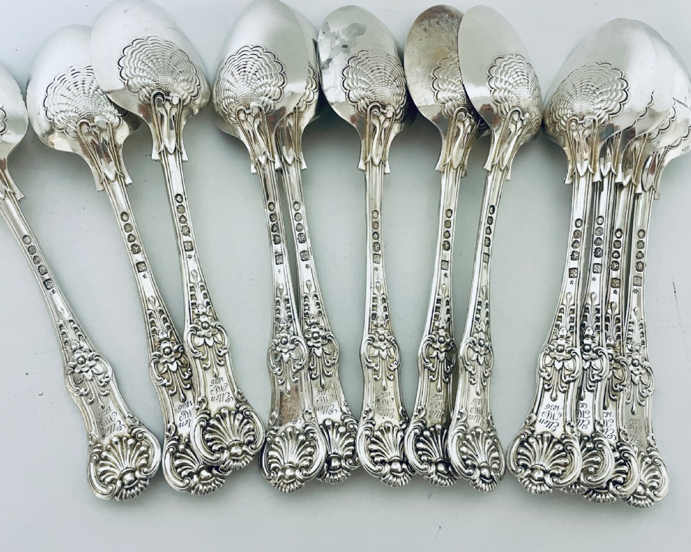 Set of 12 Georgian Solid Silver Kings Pattern Tablespoons View XIII