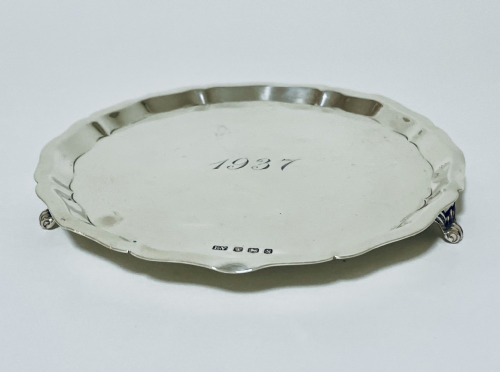 Small Antique Solid Sterling Silver Salver
