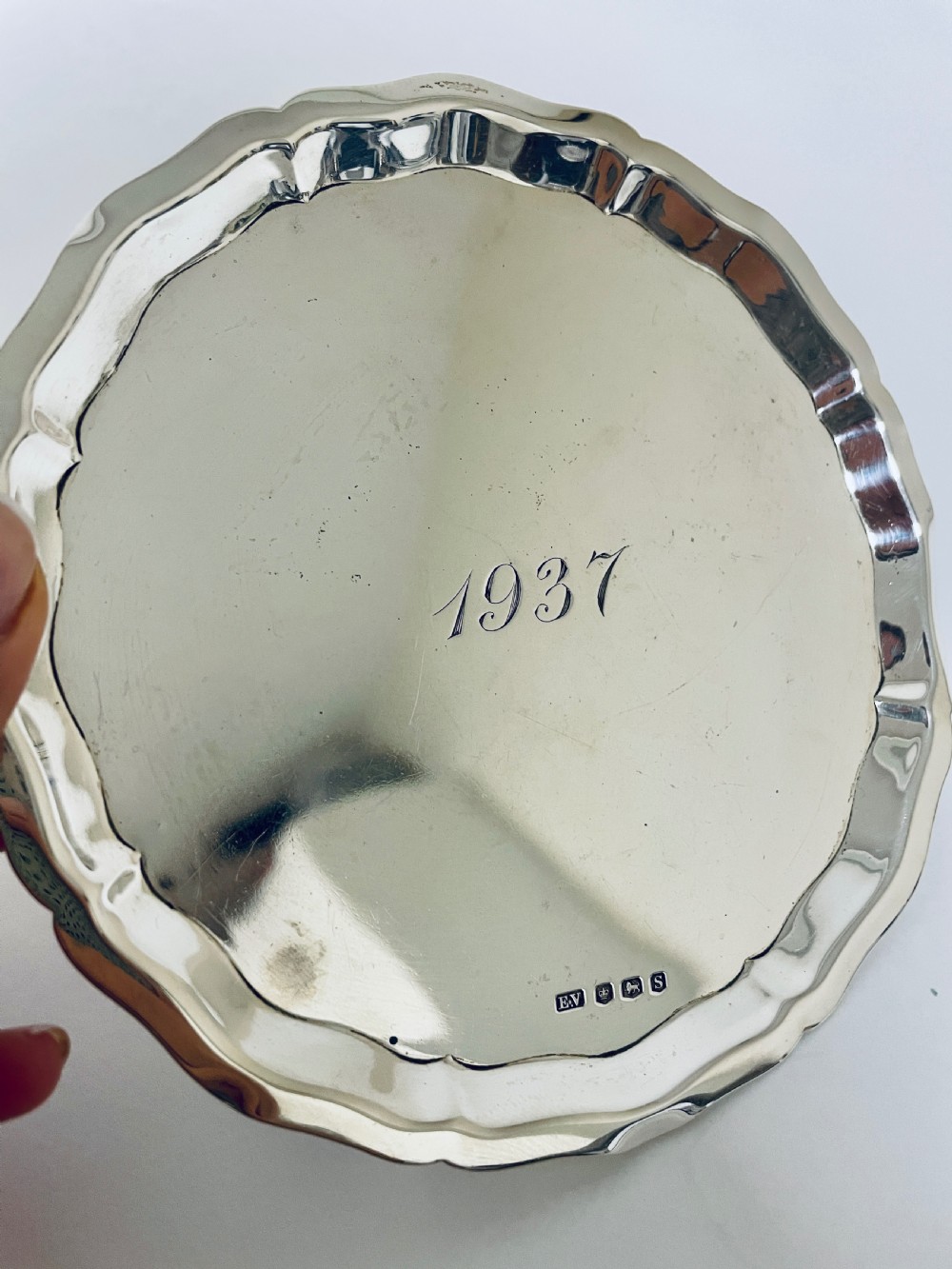 Small Antique Solid Sterling Silver Salver View IV