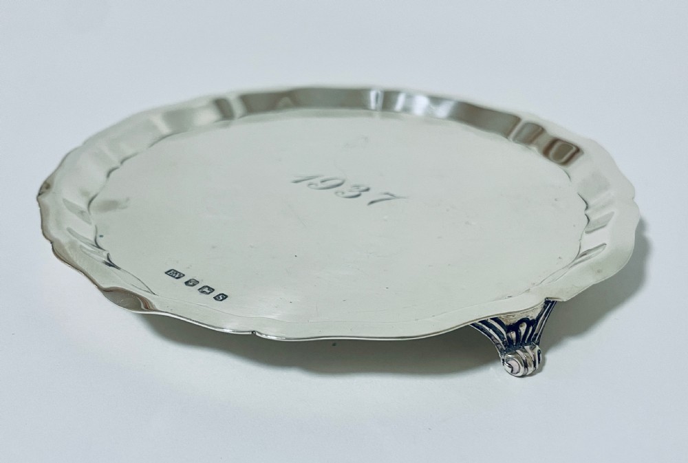 Small Antique Solid Sterling Silver Salver View VI