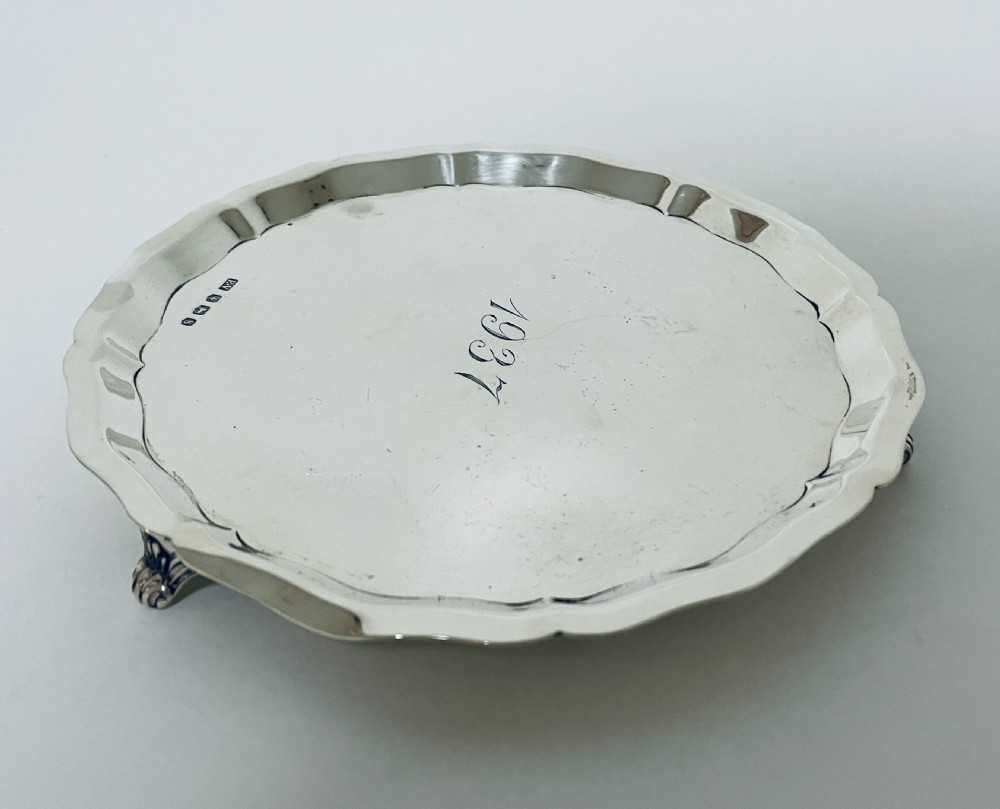 Small Antique Solid Sterling Silver Salver View X