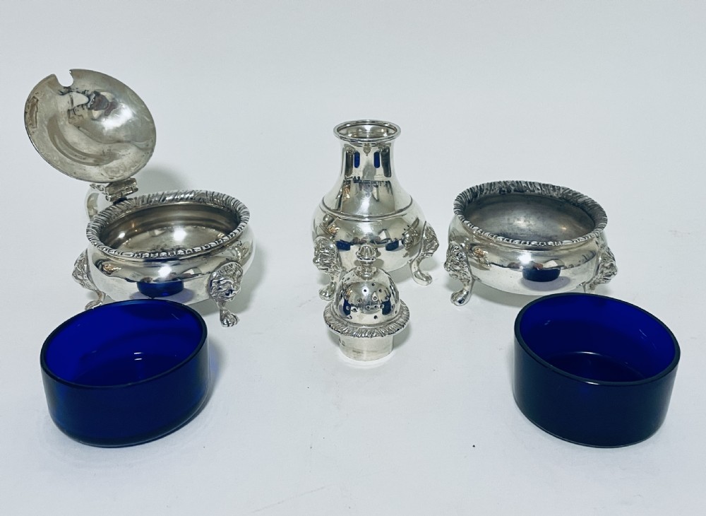 Superb Antique Solid Silver 3 Piece Cruet Set View VIII