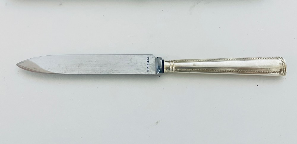 Set of 6 Antique Sterling Silver Fruit Knives in Box View VIII