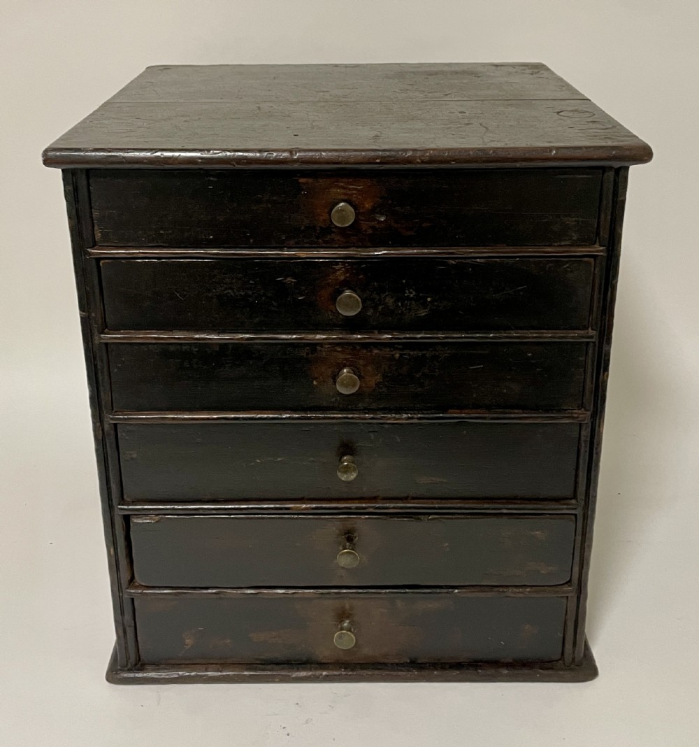 Antique Stained Pine Bank of Drawers