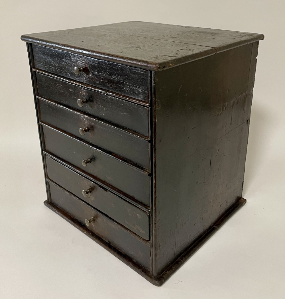 Antique Stained Pine Bank of Drawers View III