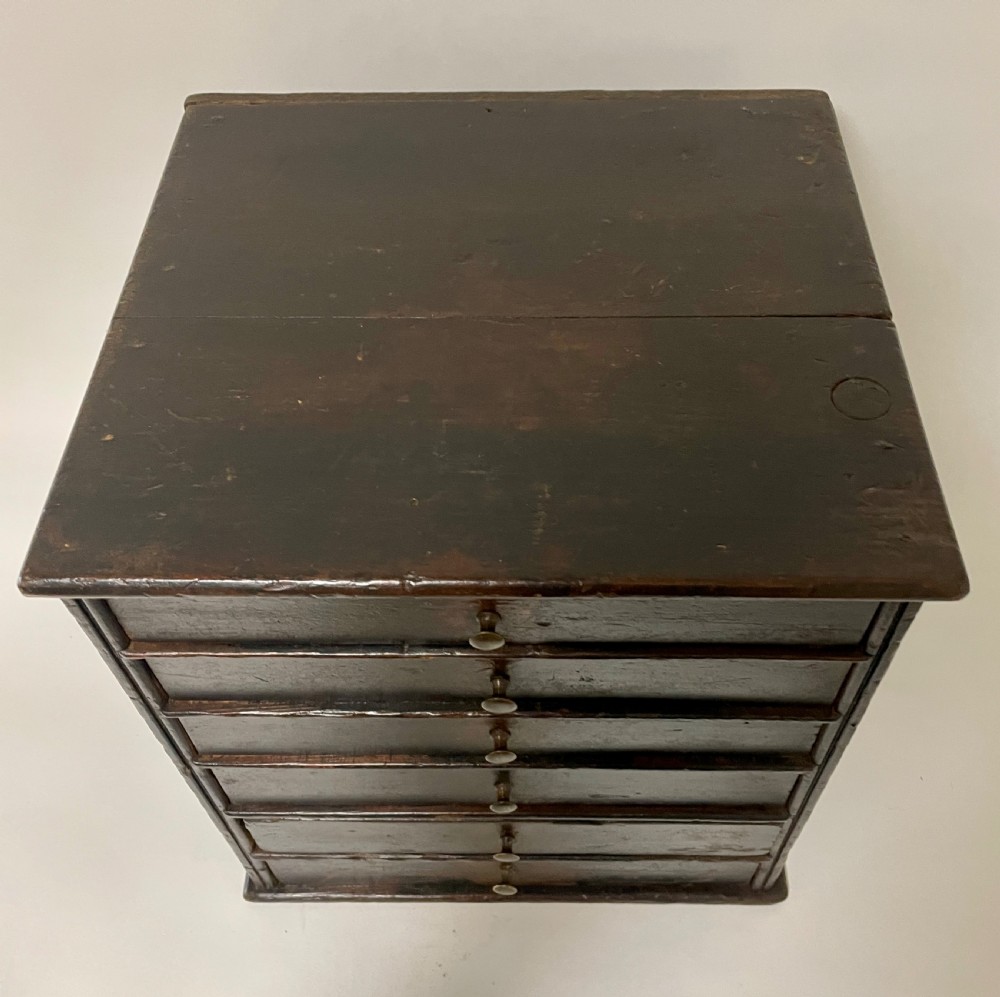 Antique Stained Pine Bank of Drawers View IV
