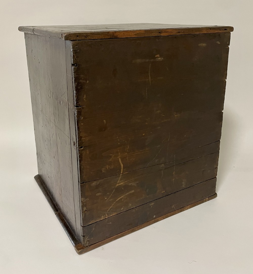 Antique Stained Pine Bank of Drawers View V