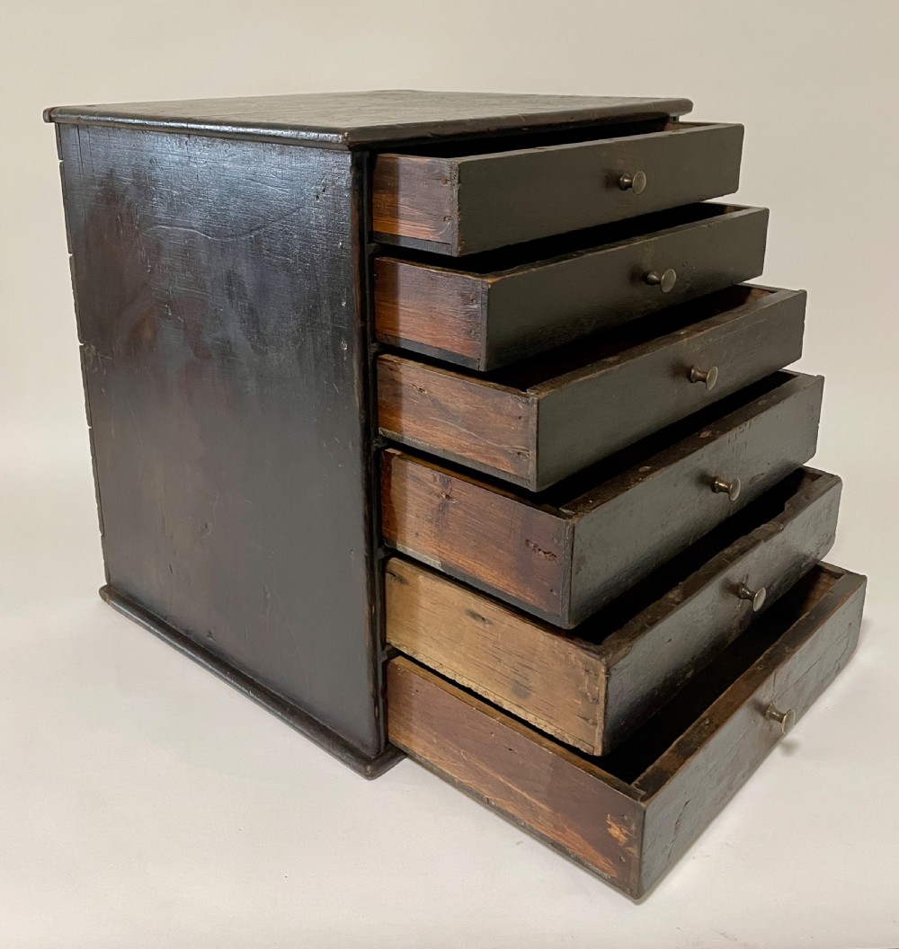 Antique Stained Pine Bank of Drawers View XI