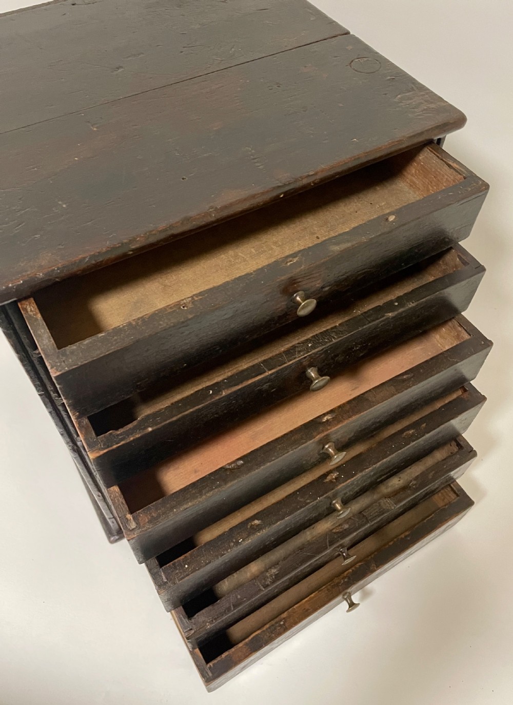 Antique Stained Pine Bank of Drawers View XII