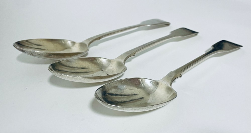 Set of 3 Victorian Solid Sterling Silver Serving Spoons View VII