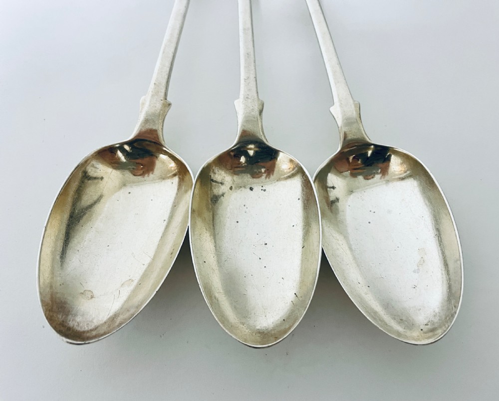 Set of 3 Victorian Solid Sterling Silver Serving Spoons View VIII
