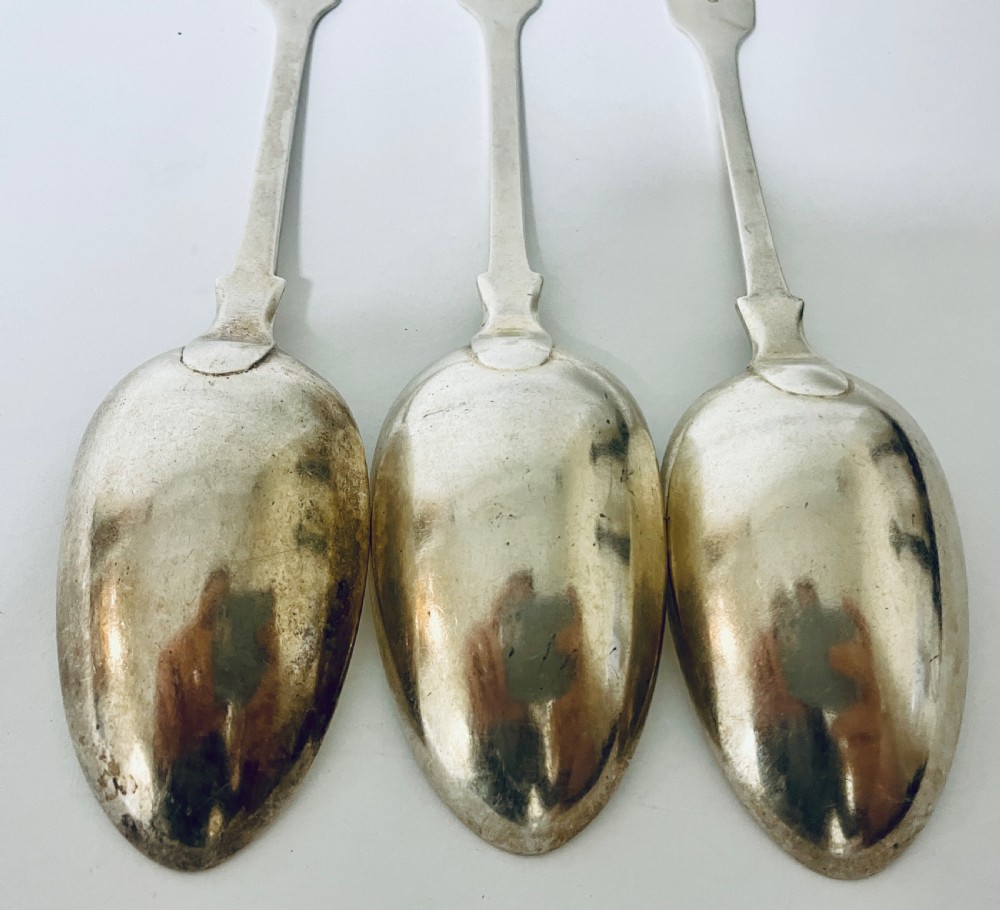Set of 3 Victorian Solid Sterling Silver Serving Spoons View X
