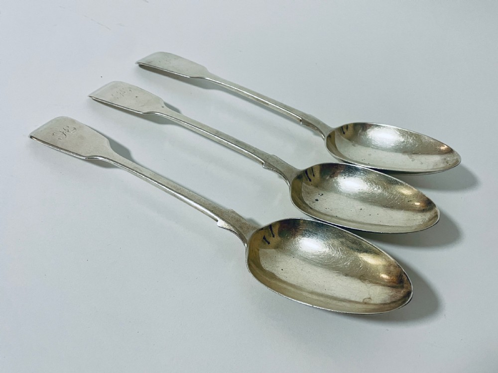 Set of 3 Victorian Solid Sterling Silver Serving Spoons View XIV