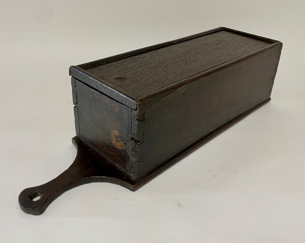 Antique Georgian Oak Sliding Candle Box View IX