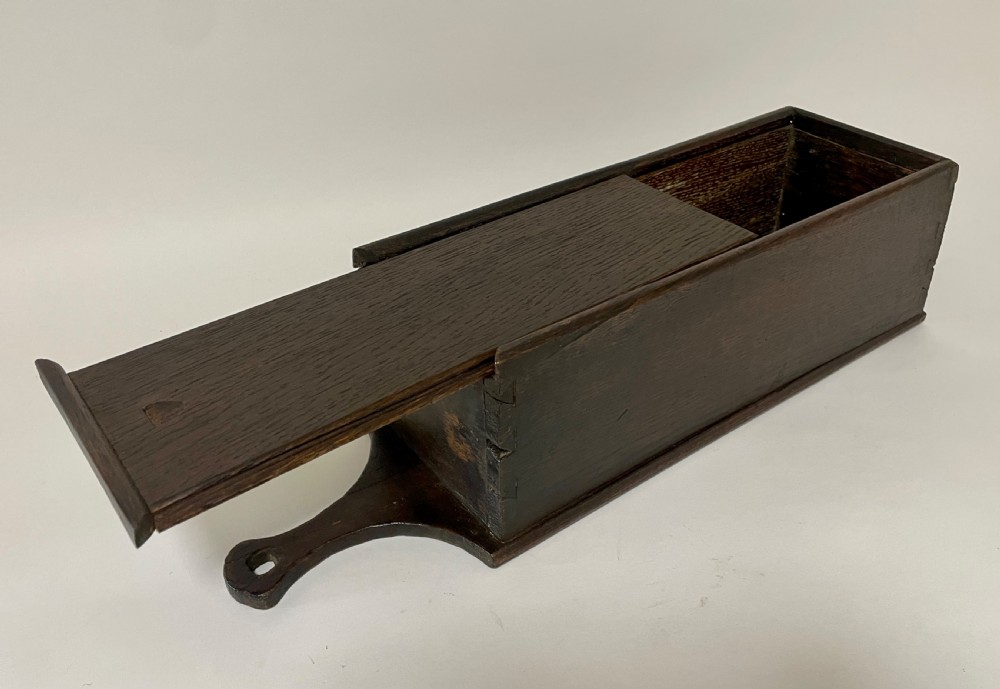 Antique Georgian Oak Sliding Candle Box View X