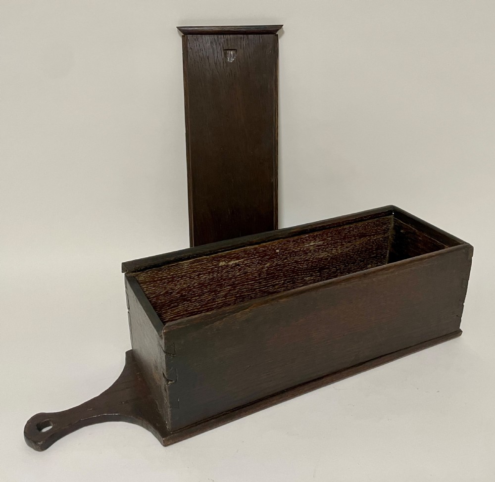Antique Georgian Oak Sliding Candle Box View XII
