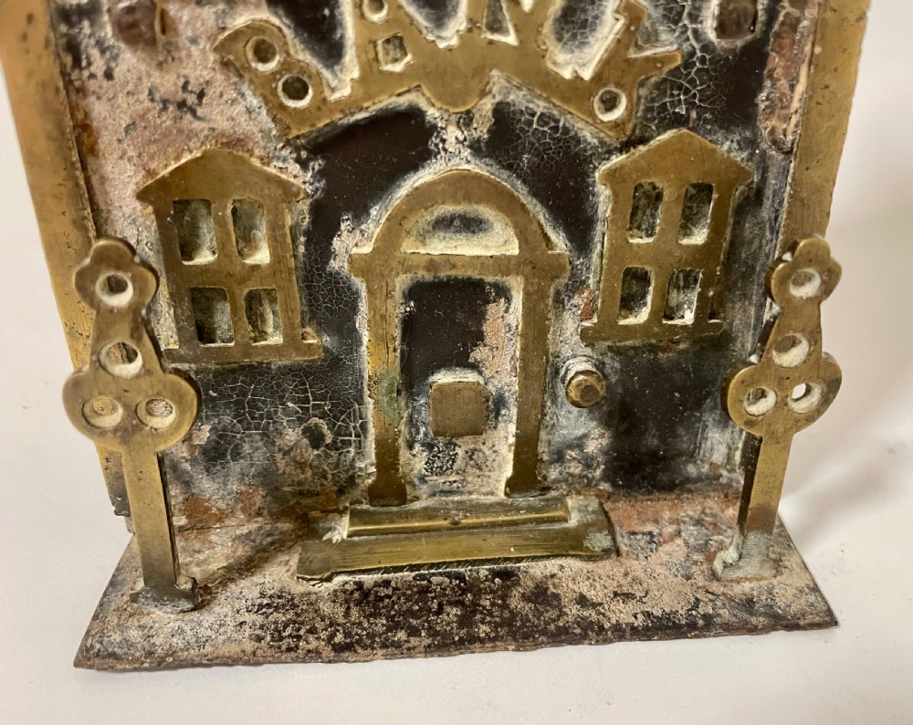 Antique Victorian Brass Money Box Bank View X