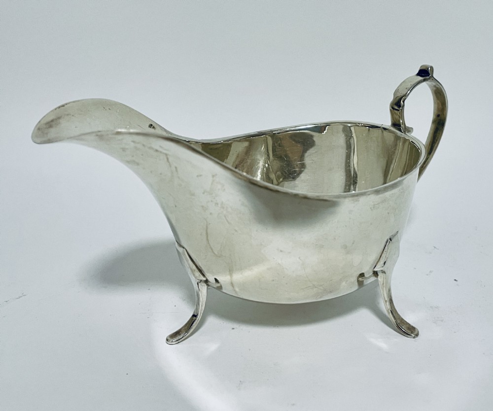 Antique Solid Sterling Silver Sauce Boat View VII