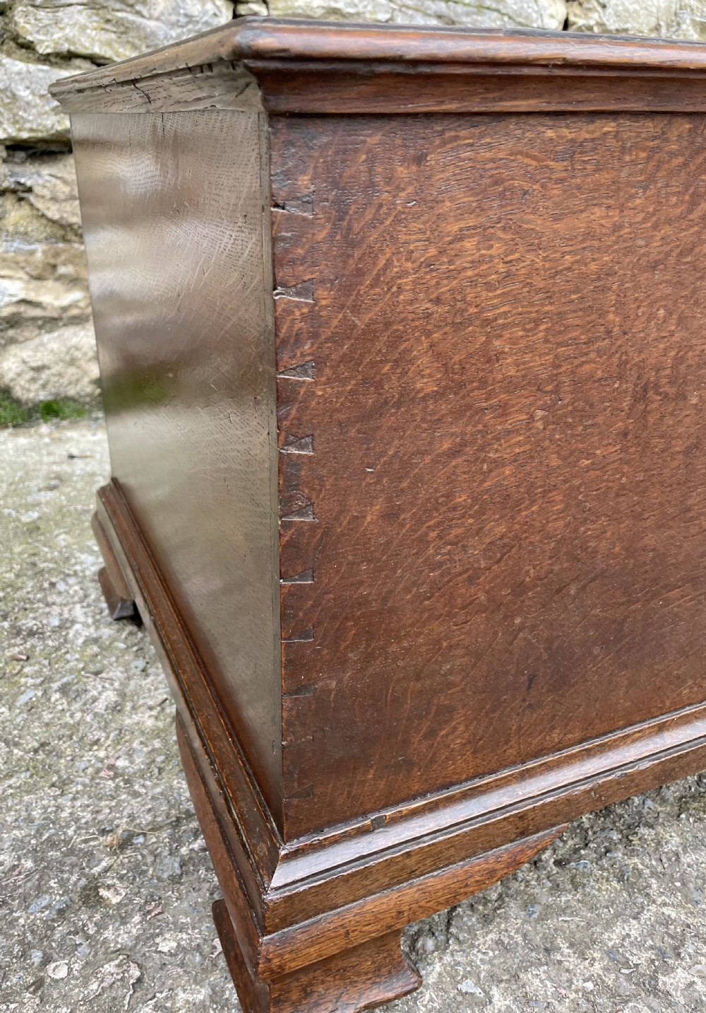 Antique Georgian Oak Crossbanded Blanket Chest View X