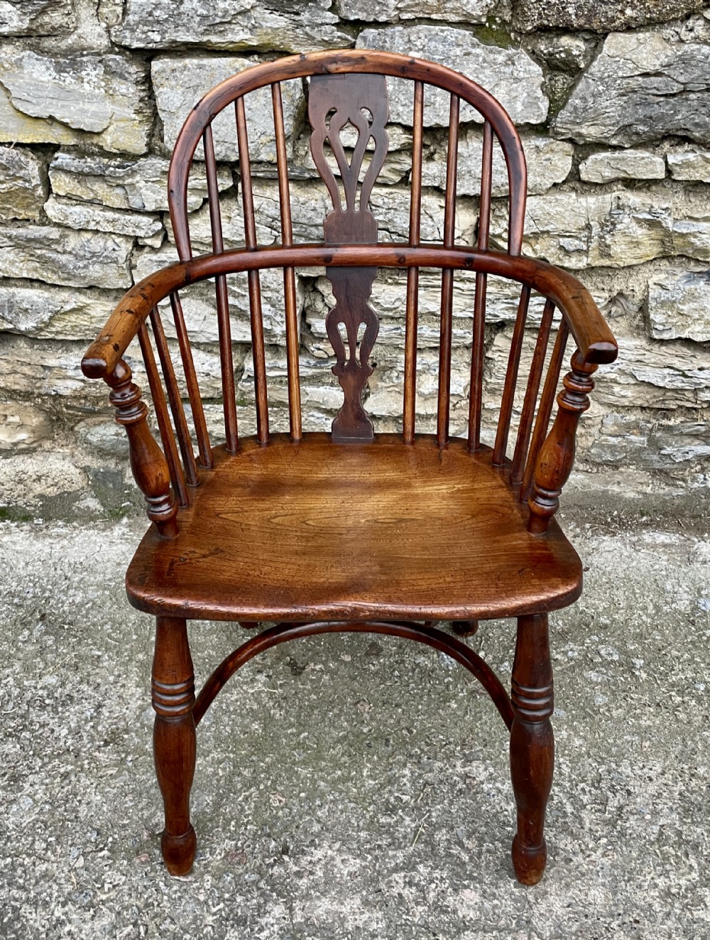 Antique Yew Wood Windsor Hoop Back Chair