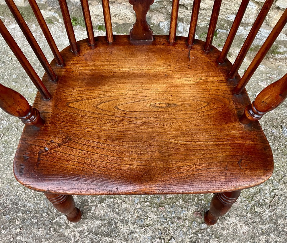 Antique Yew Wood Windsor Hoop Back Chair View X