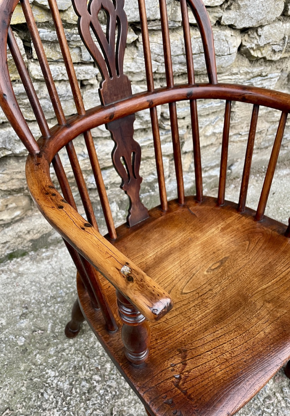 Antique Yew Wood Windsor Hoop Back Chair View XII