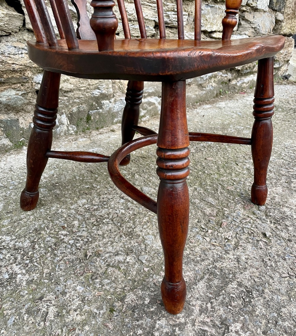 Antique Yew Wood Windsor Hoop Back Chair View XV