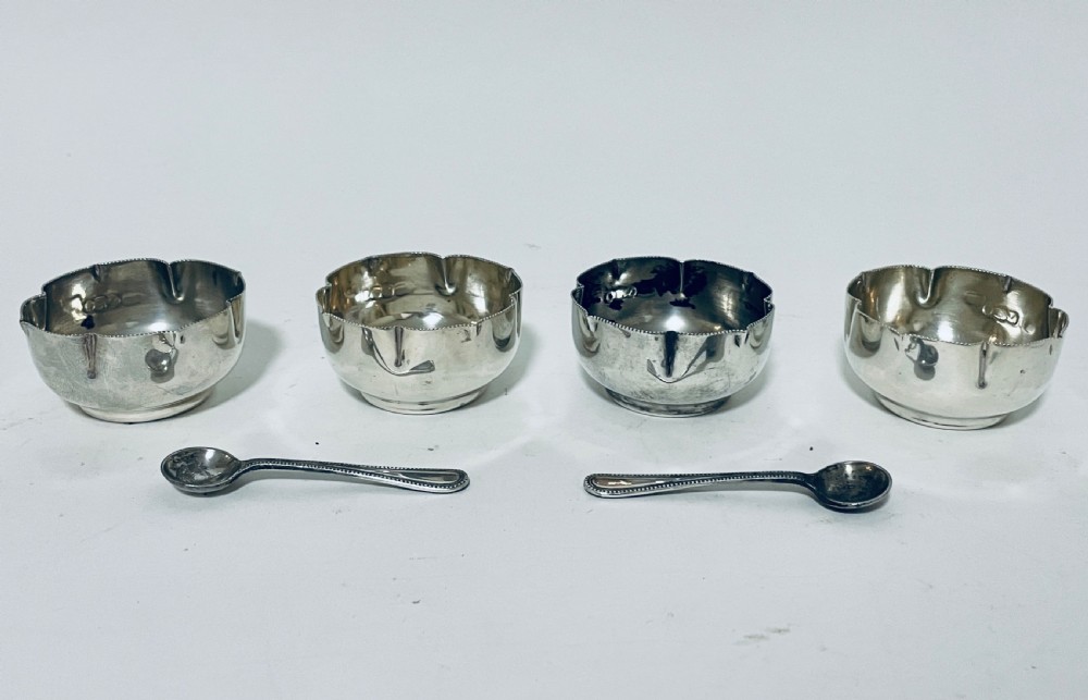 Set of 4 Antique Victorian Solid Silver Salts
