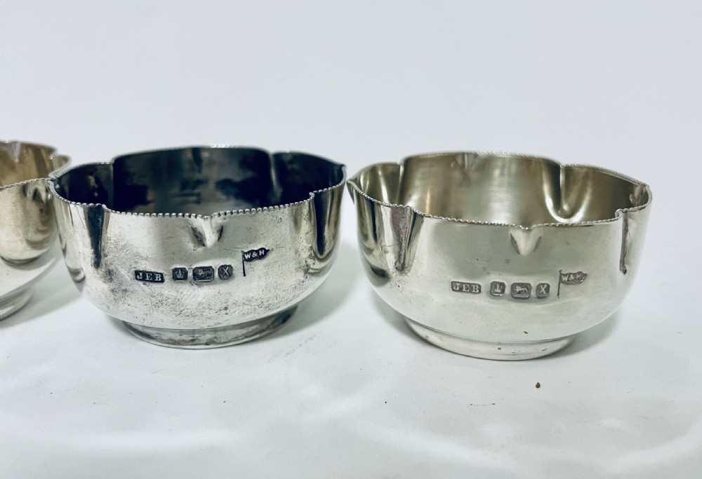 Set of 4 Antique Victorian Solid Silver Salts View IV