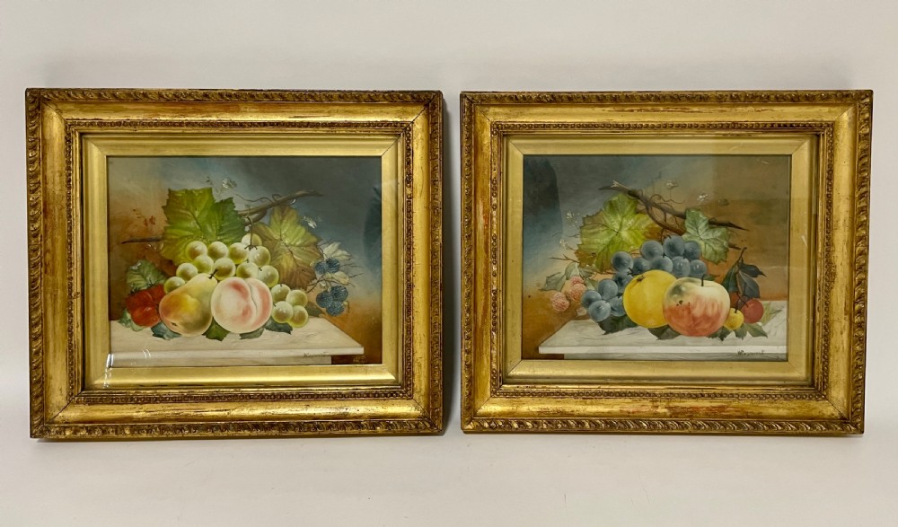 Pair of Wrayworth Still Life Paintings on Ceramic