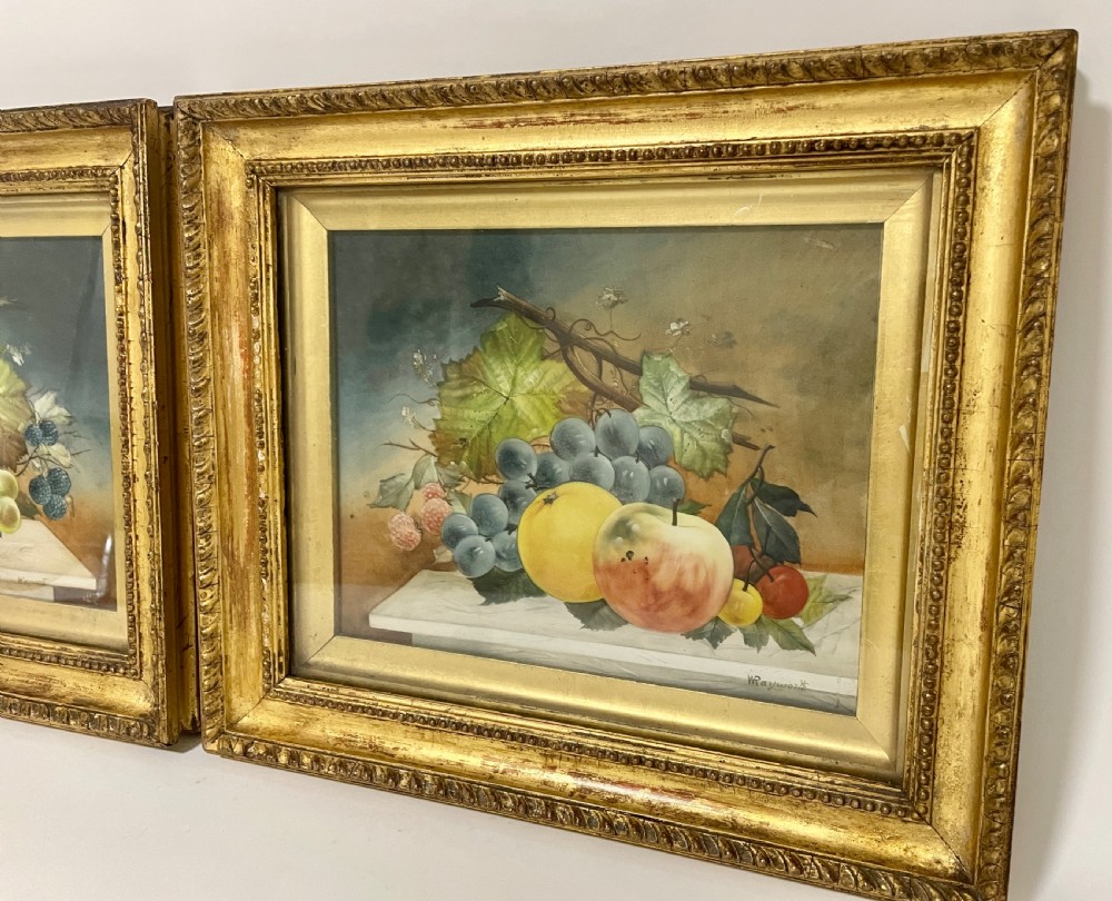 Pair of Wrayworth Still Life Paintings on Ceramic View II