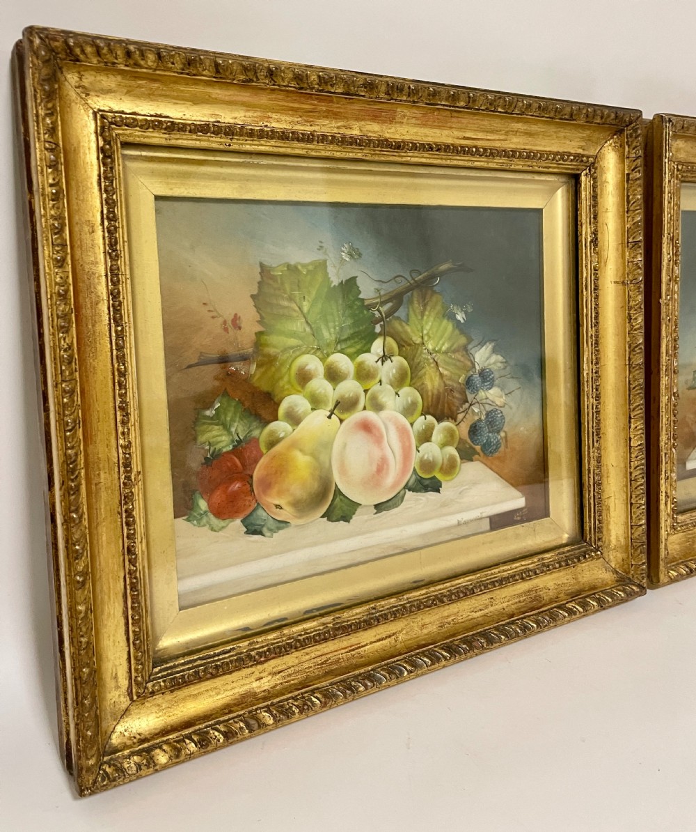 Pair of Wrayworth Still Life Paintings on Ceramic View V