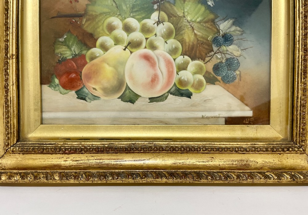 Pair of Wrayworth Still Life Paintings on Ceramic View X