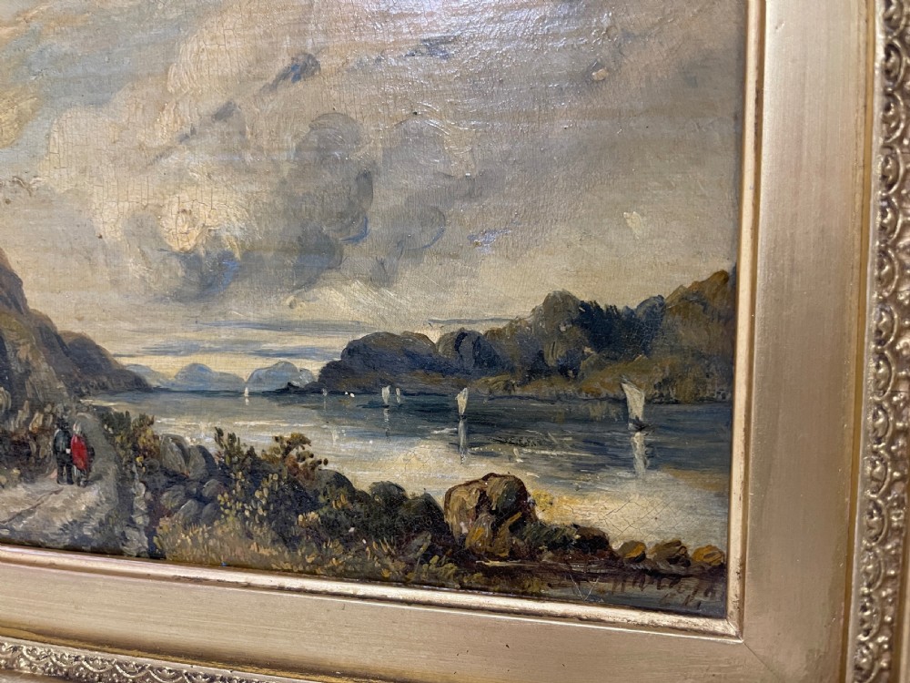 Victorian Oil on Canvas Lakeside Scene View III