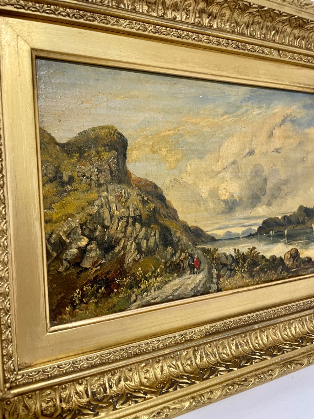 Victorian Oil on Canvas Lakeside Scene View VI