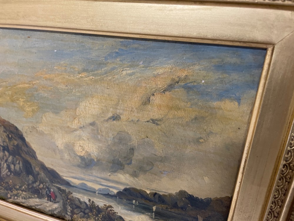 Victorian Oil on Canvas Lakeside Scene View VII