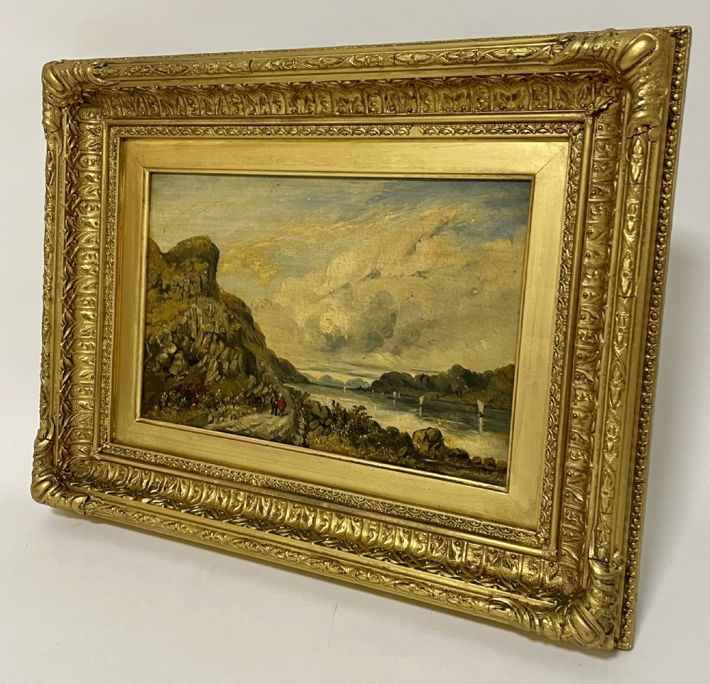 Victorian Oil on Canvas Lakeside Scene View VIII