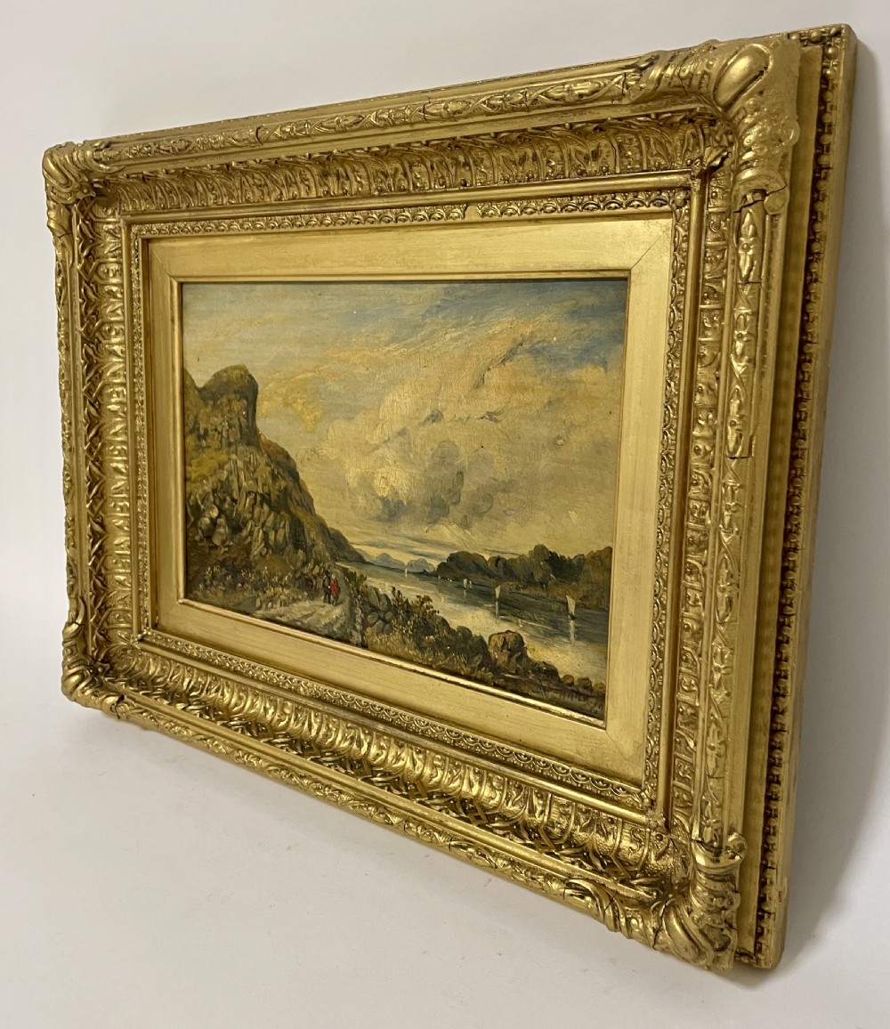 Victorian Oil on Canvas Lakeside Scene View IX