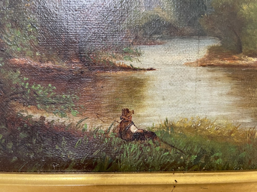 Victorian Oil on Canvas Painting of a Fisherman View V