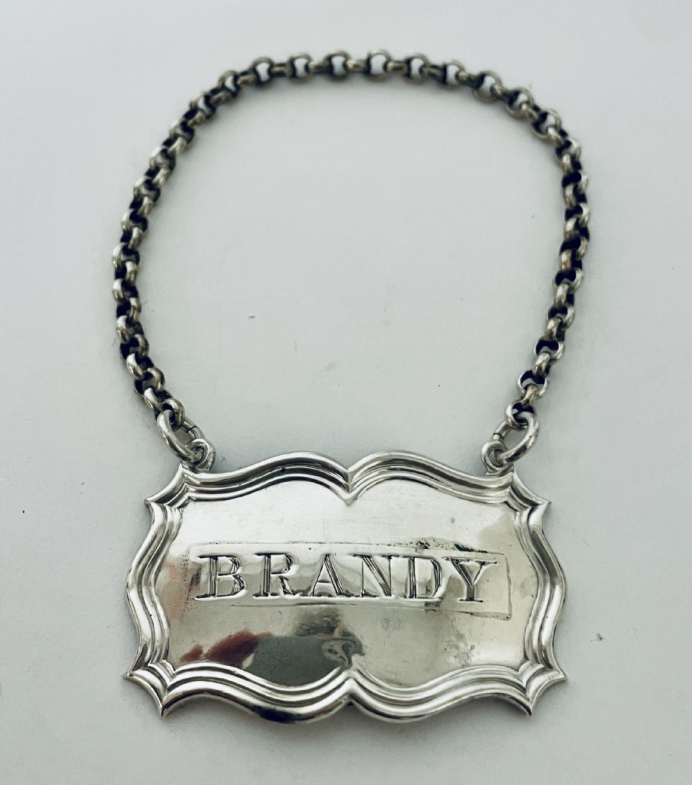 Victorian Sterling Silver BRANDY Decanter Label