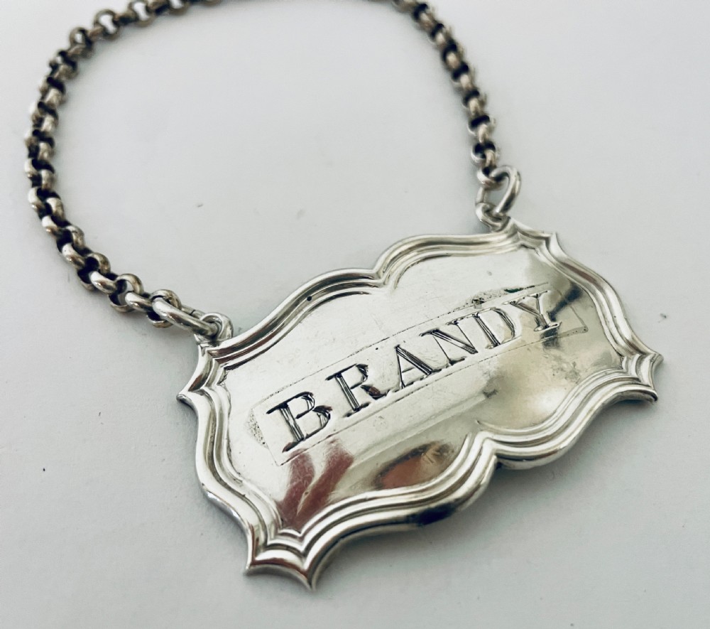 Victorian Sterling Silver BRANDY Decanter Label View VI