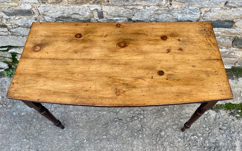 Antique Pine Bow Front Side Table View IV