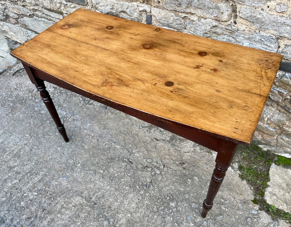 Antique Pine Bow Front Side Table View V